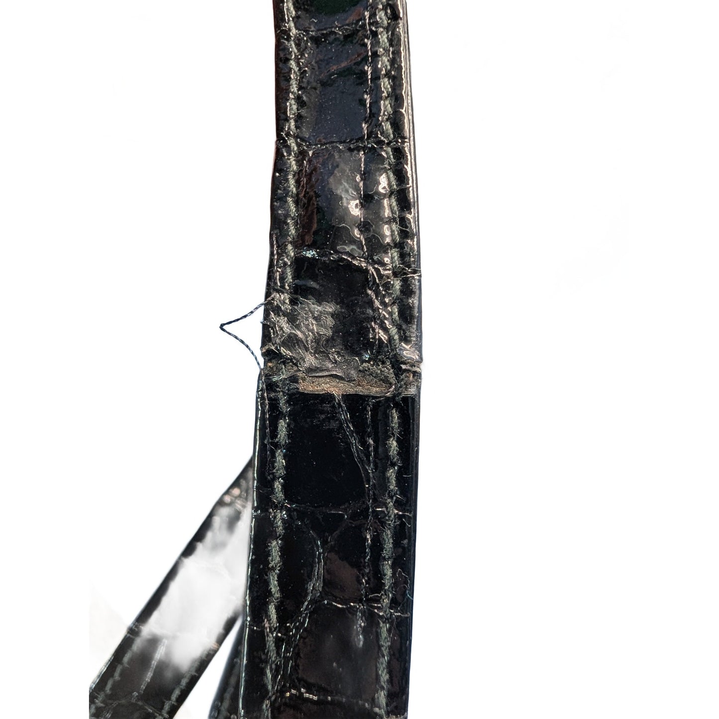 Paloma Picasso Black Embossed Alligator-Style Patent Leather Shoulder Bag