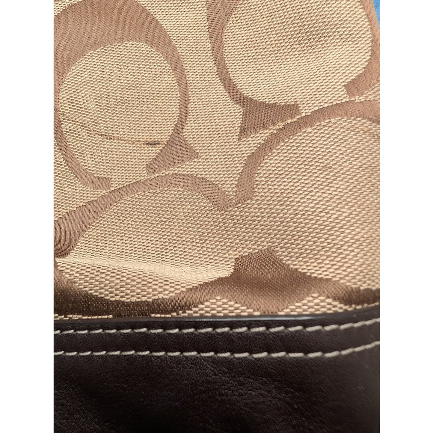 COACH Park Signature Duffel Khaki Canvas & Brown Leather