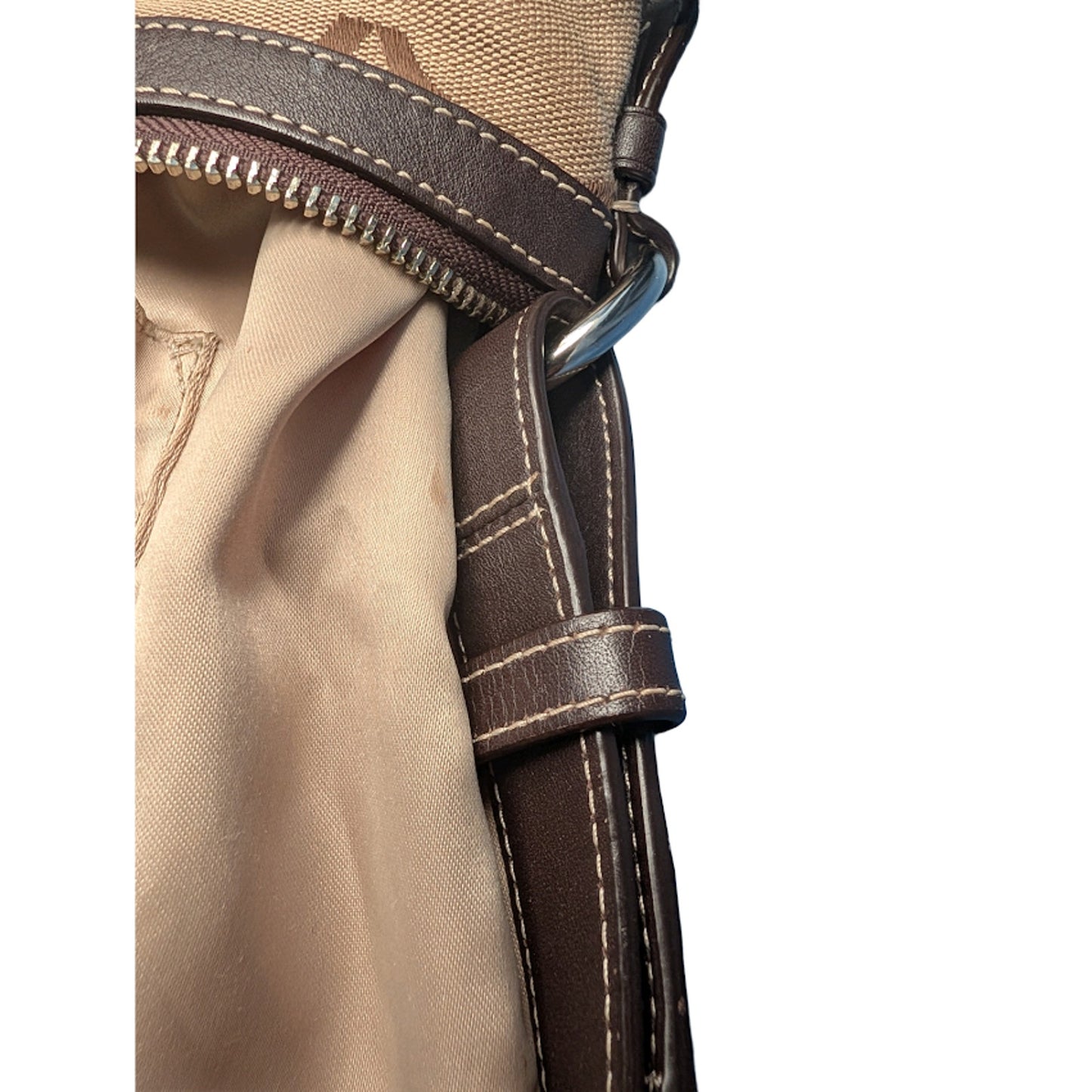 COACH Park Signature Duffel Khaki Canvas & Brown Leather