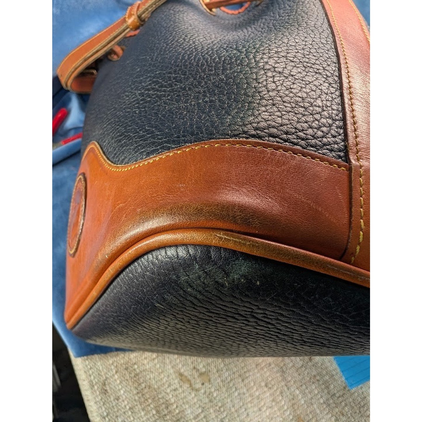 Dooney & Bourke Black Pebbled Leather Shoulder Bucket Bag