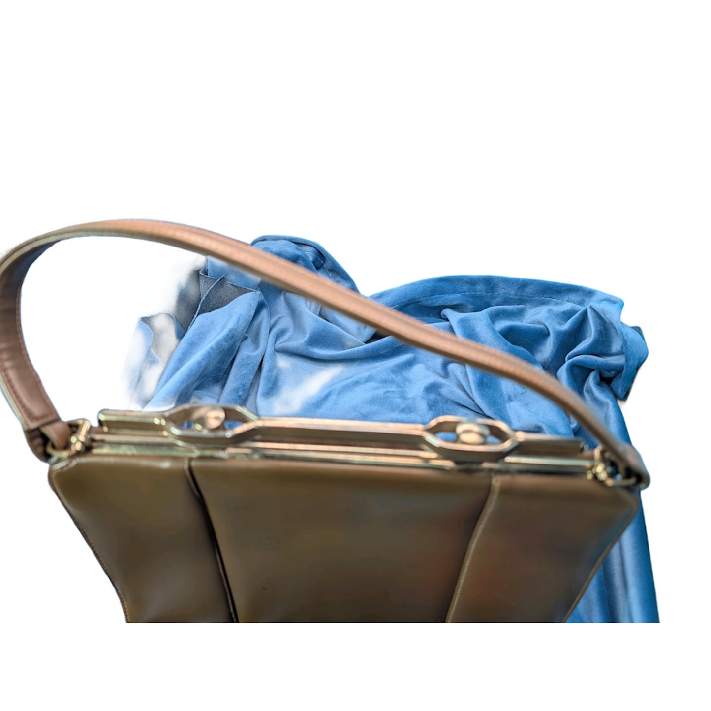Vintage Brown Structured Frame Handbag with Top Handle