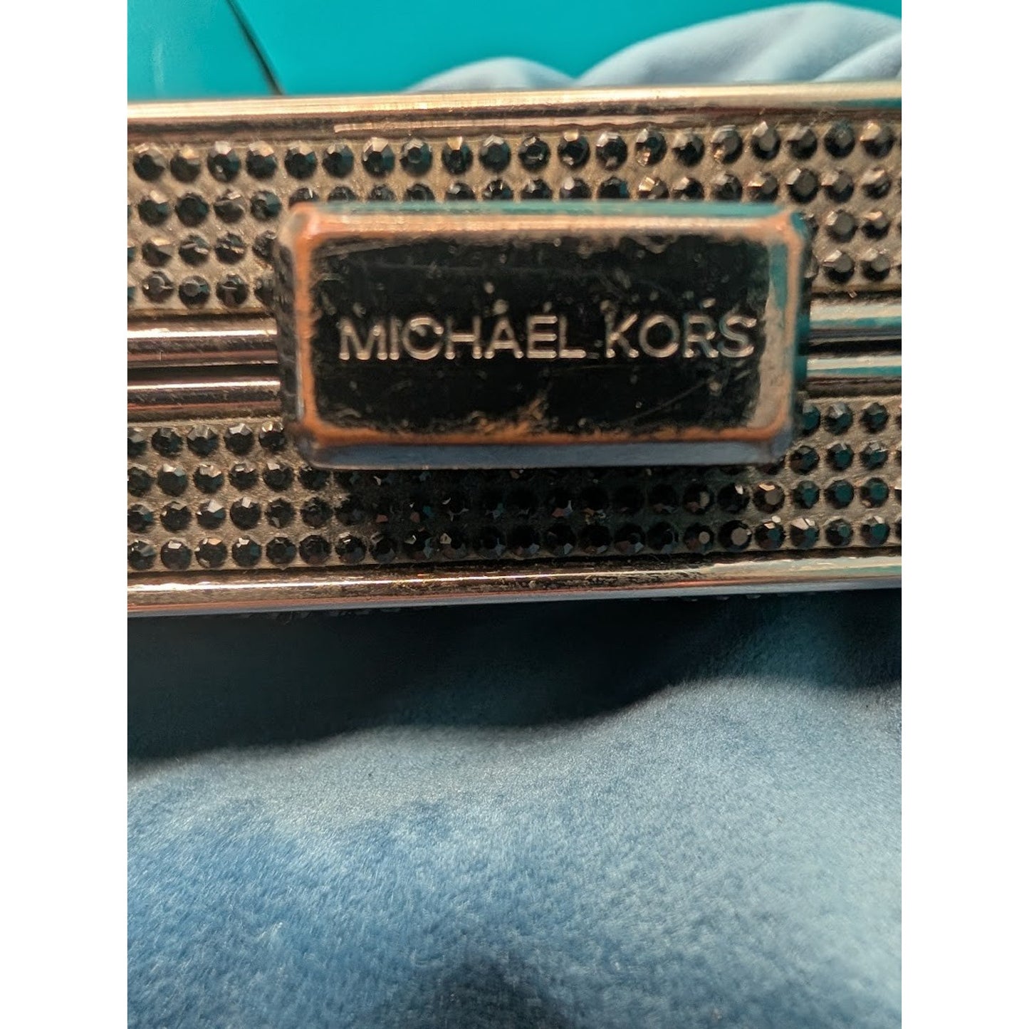 Michael Kors Black Crystal-Embellished Box Clutch Crossbody Evening Bag