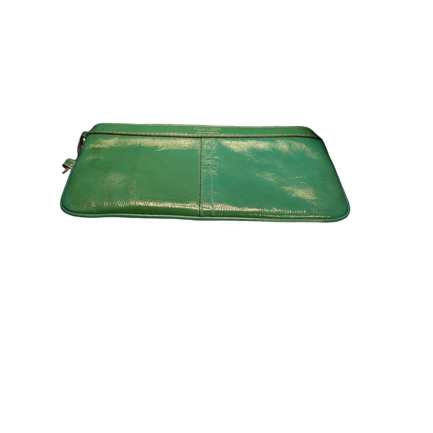 Coach Zoe 41870 Green Crinkle Patent Leather L Wristlet Y2K