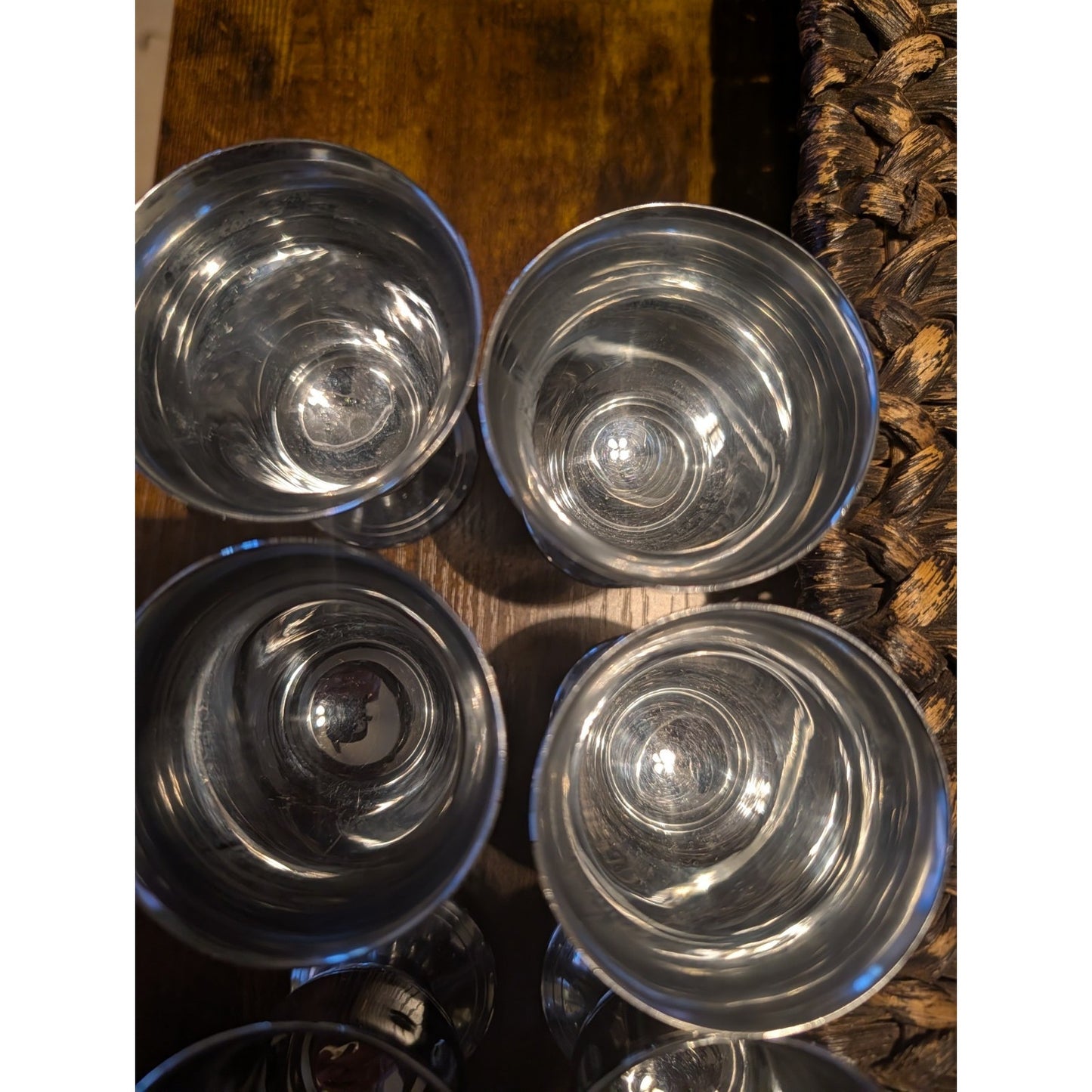 Vtg Silver Plated Pewter Cordial Glasses- (9)Total in Set 4 Oz Capacity