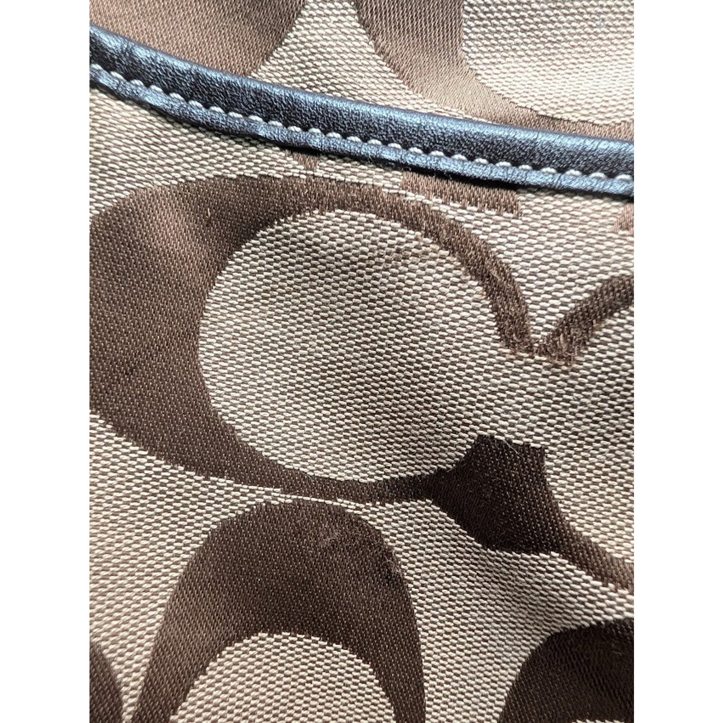 COACH Park Signature Duffel Khaki Canvas & Brown Leather