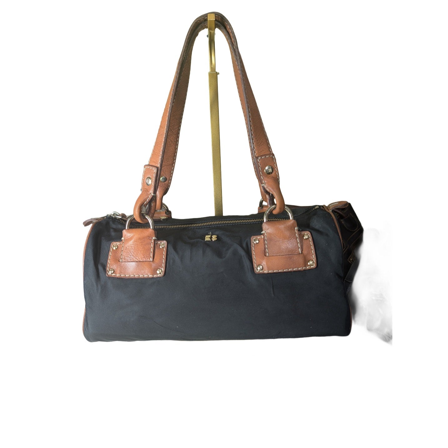 Kate Spade NY Travel Purse Black Nylon & Brown Leather Accents & Gold