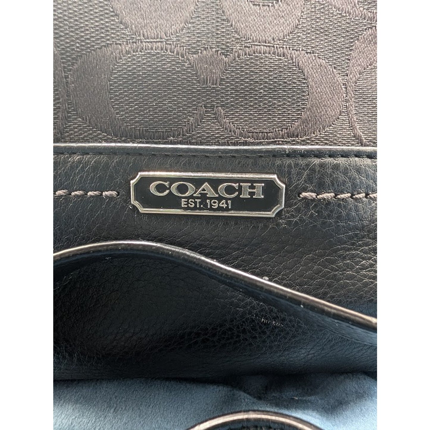 COACH Crossbody Black Signature Canvas Leahter Accents Chrome Hardware