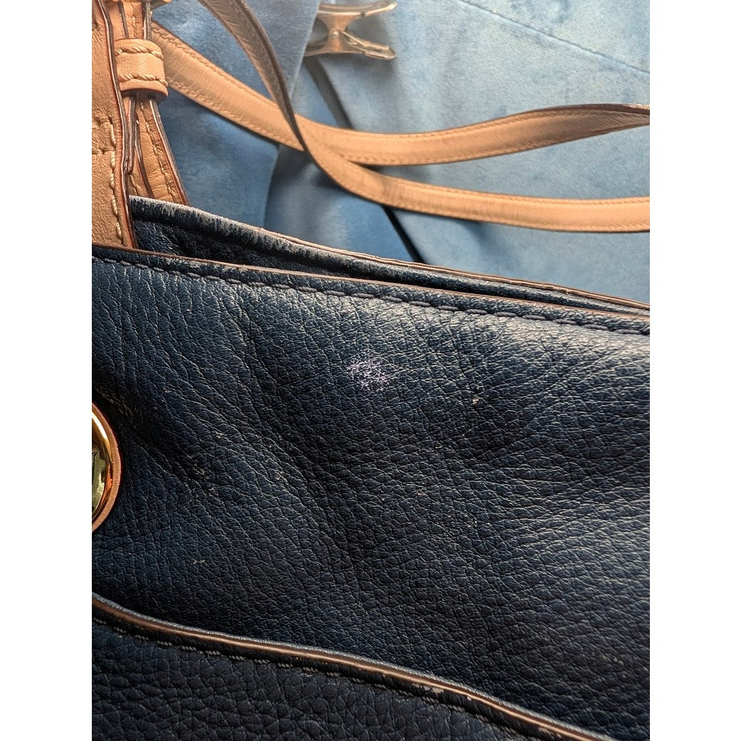 Michael Kors Jet Set Blue Pebbled Leather Bucket Shoulder Tote