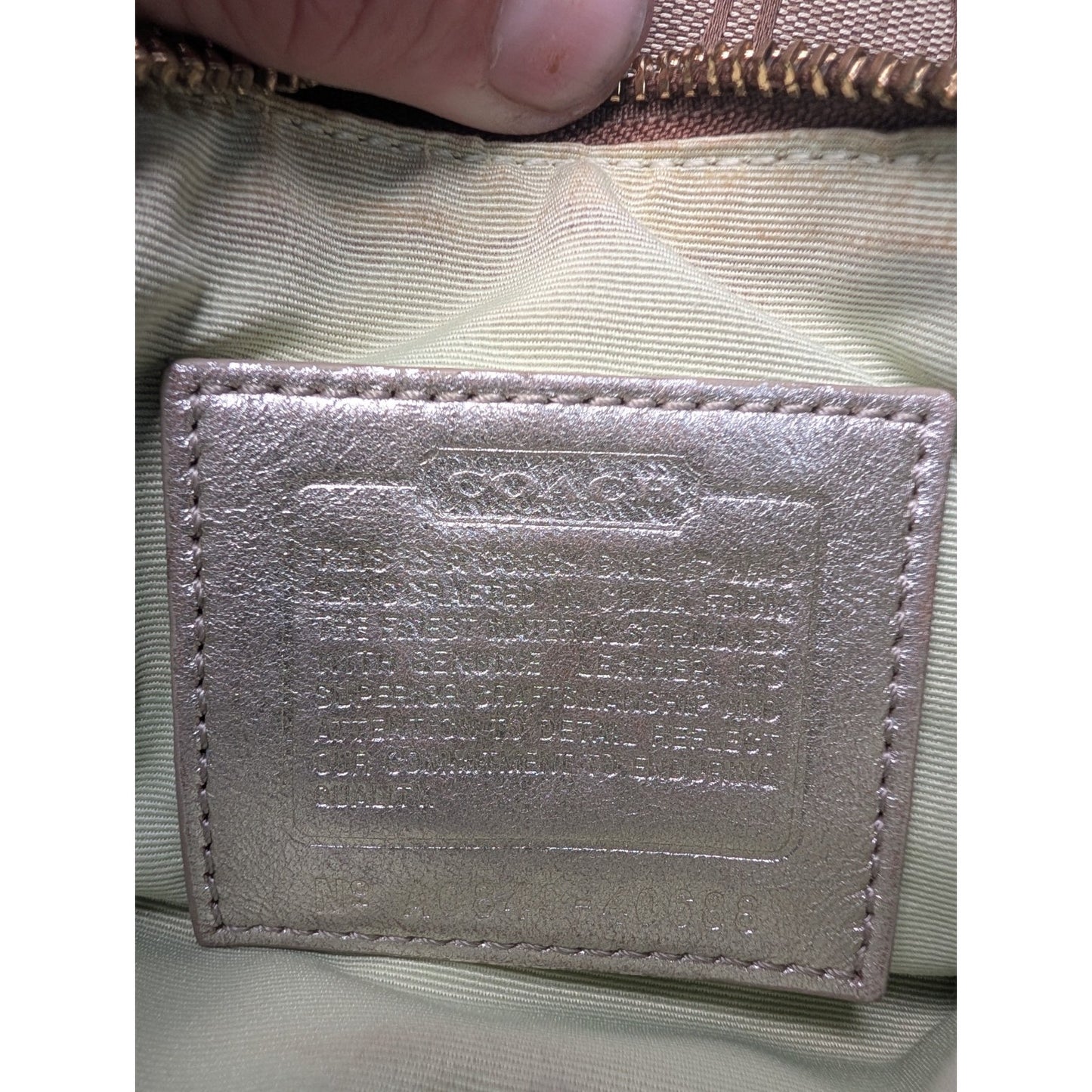 Coach Hamptons SlingPack Crossbody Brown "C" Canva Metallic Silver Leather Brass
