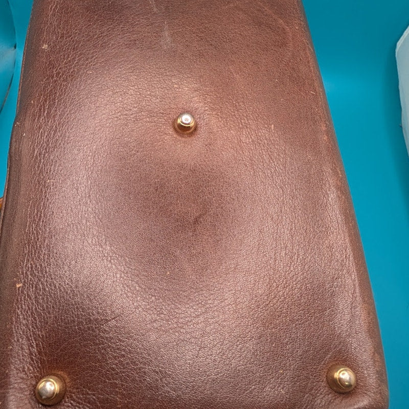 Gucci Bamboo Handle Leather Tote Brown VTG-Italy-Stabilized Interior- Exterior Spots visible