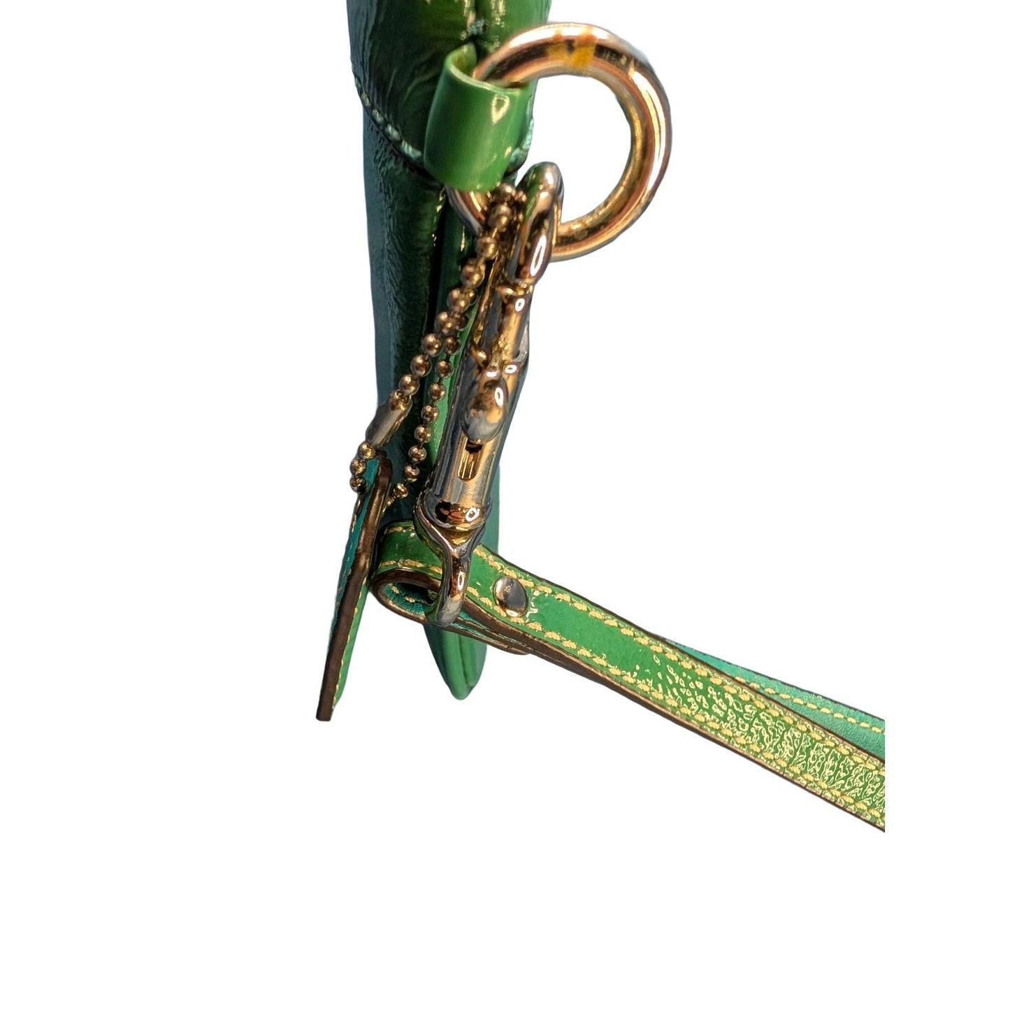 Coach Zoe 41870 Green Crinkle Patent Leather L Wristlet Y2K