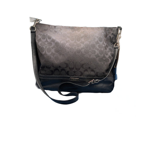 COACH Crossbody Black Signature Canvas Leahter Accents Chrome Hardware