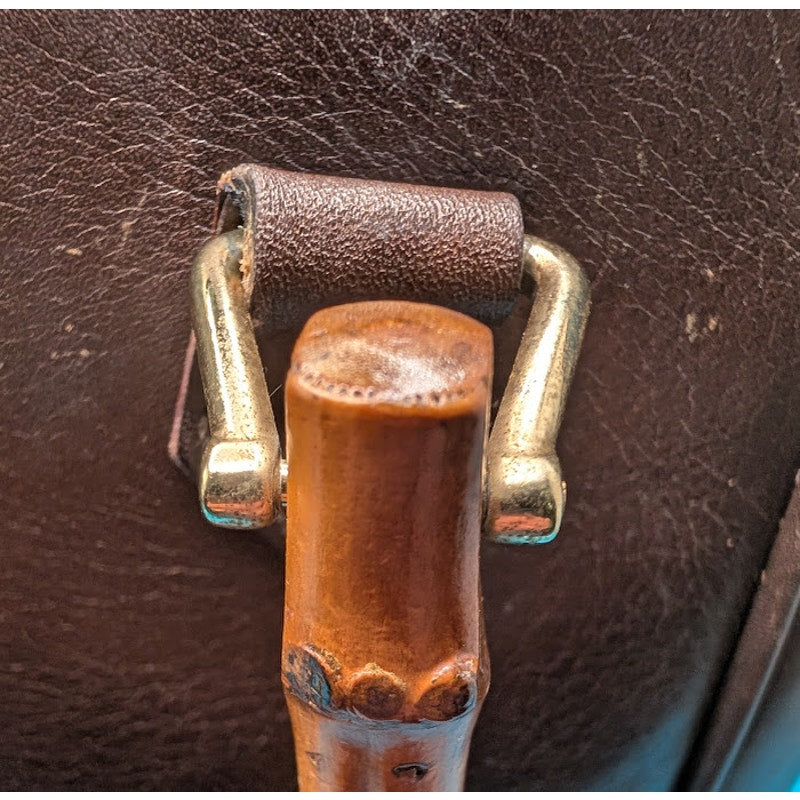 Gucci Bamboo Handle Leather Tote Brown VTG-Italy-Cl😇😇😇😇eaned Interior Exterior Spots