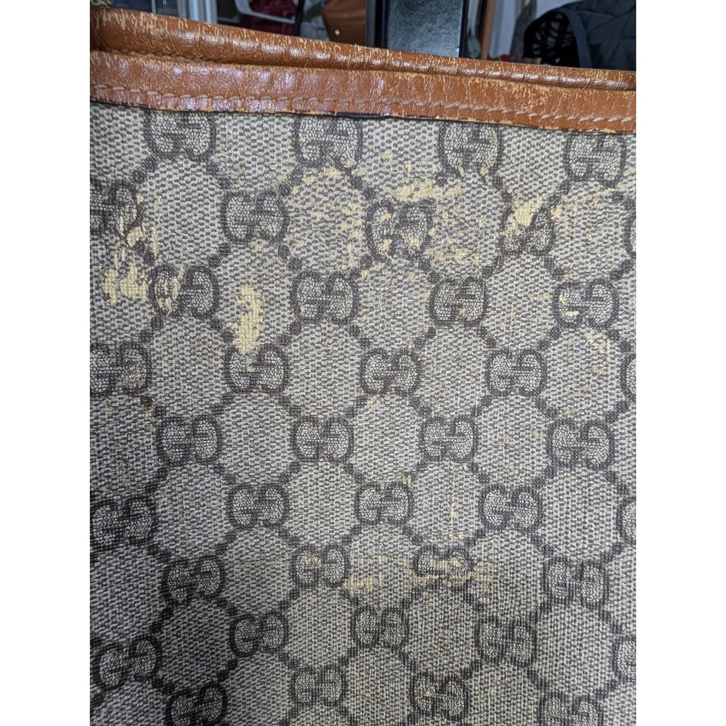 Gucci GG Supreme Tote Sherry Line Beige Coated Canvas VTG