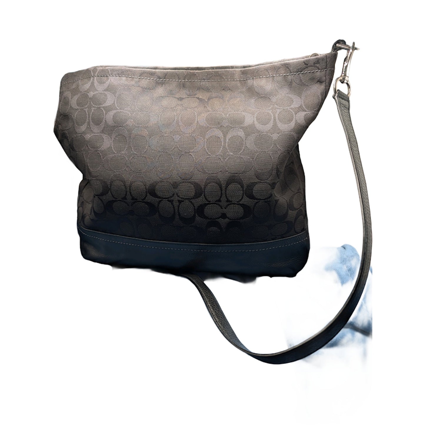 COACH Crossbody Black Signature Canvas Leahter Accents Chrome Hardware