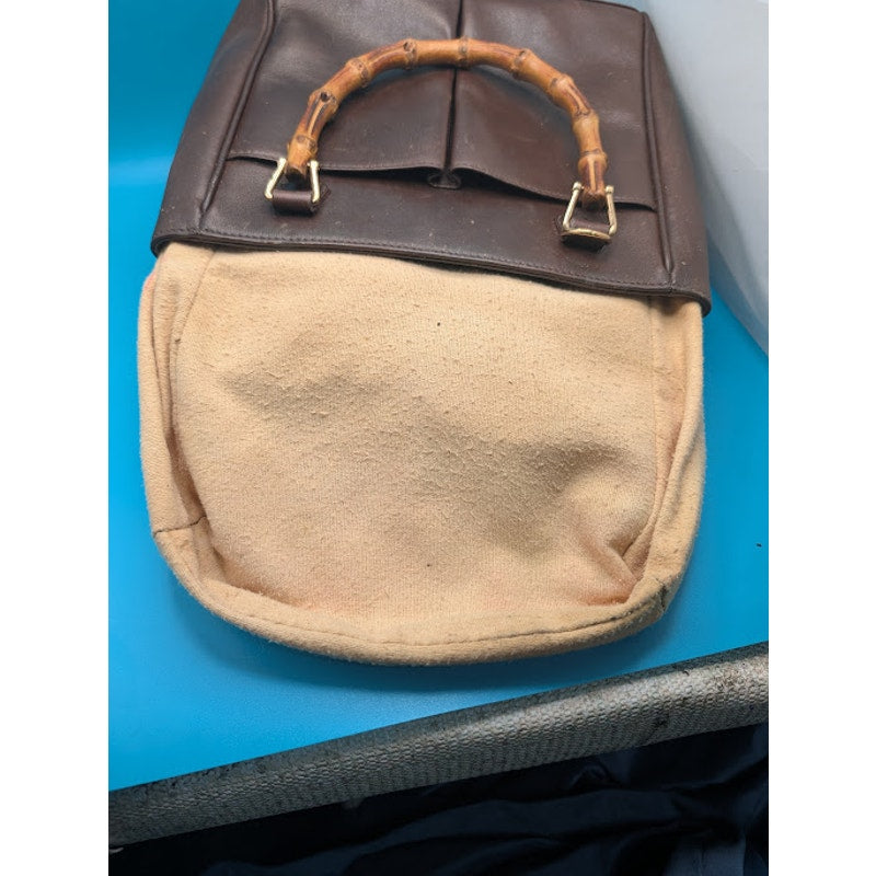Gucci Bamboo Handle Leather Tote Brown VTG-Italy-Cl😇😇😇😇eaned Interior Exterior Spots
