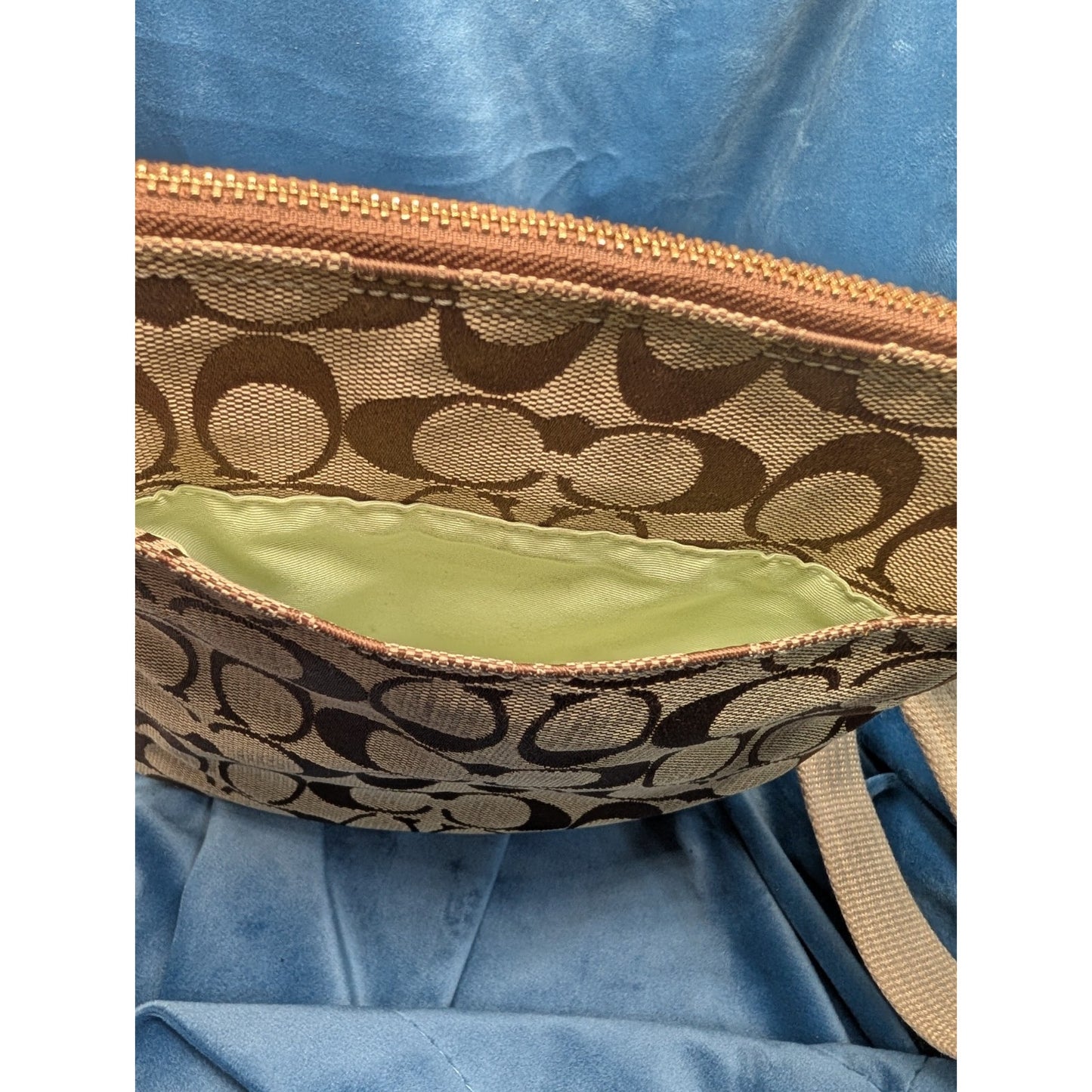 Coach Hamptons SlingPack Crossbody Brown "C" Canva Metallic Silver Leather Brass
