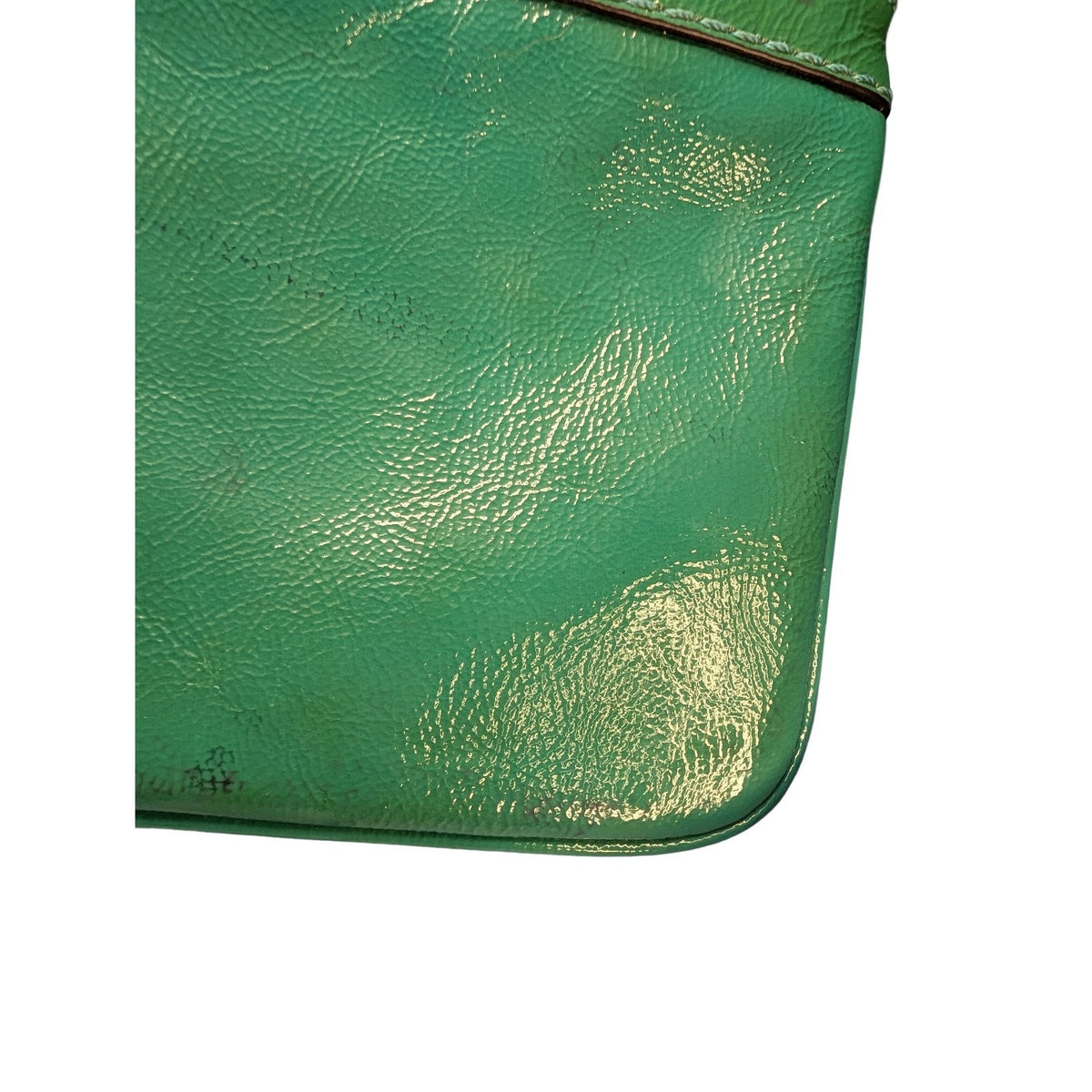 Coach Zoe 41870 Green Crinkle Patent Leather L Wristlet Y2K