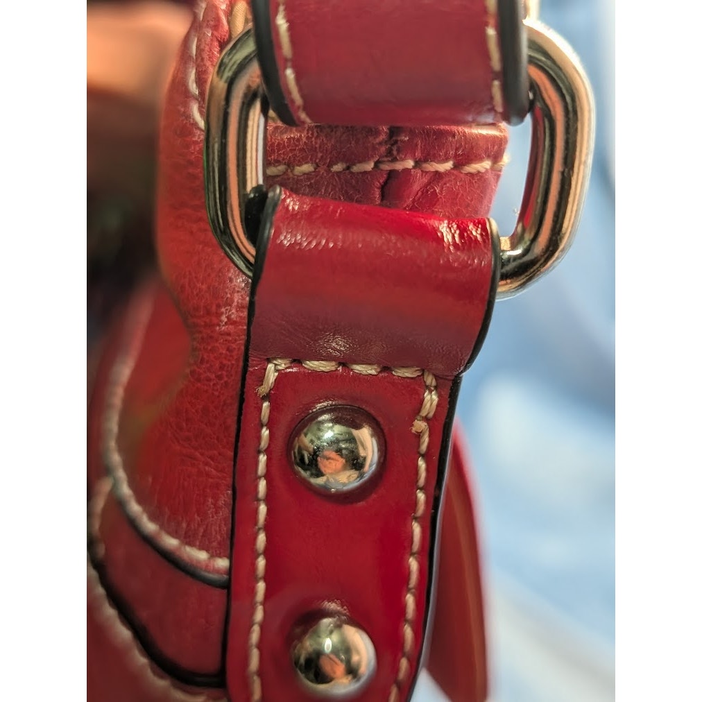 Giani Bernini Red Leather Crossbody Tote Bag Shoulder
