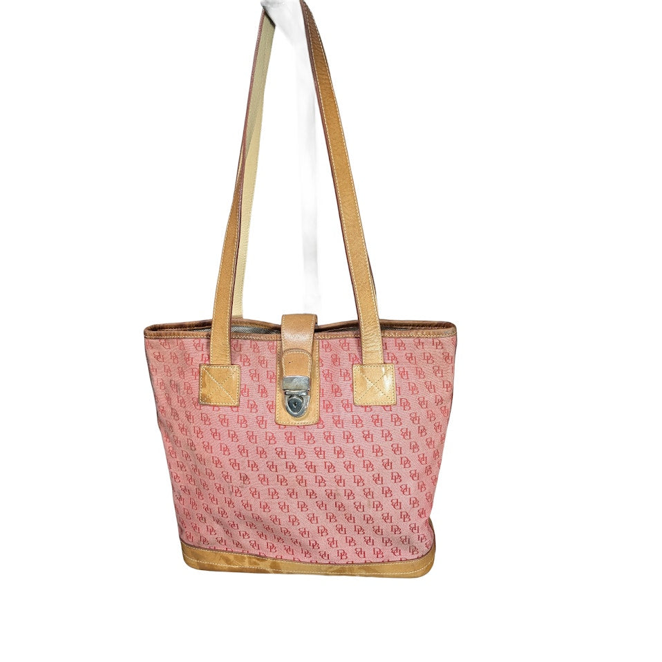 Dooney & Bourke Shoulder Tote Red DB Canvas Shopper Lock Tab