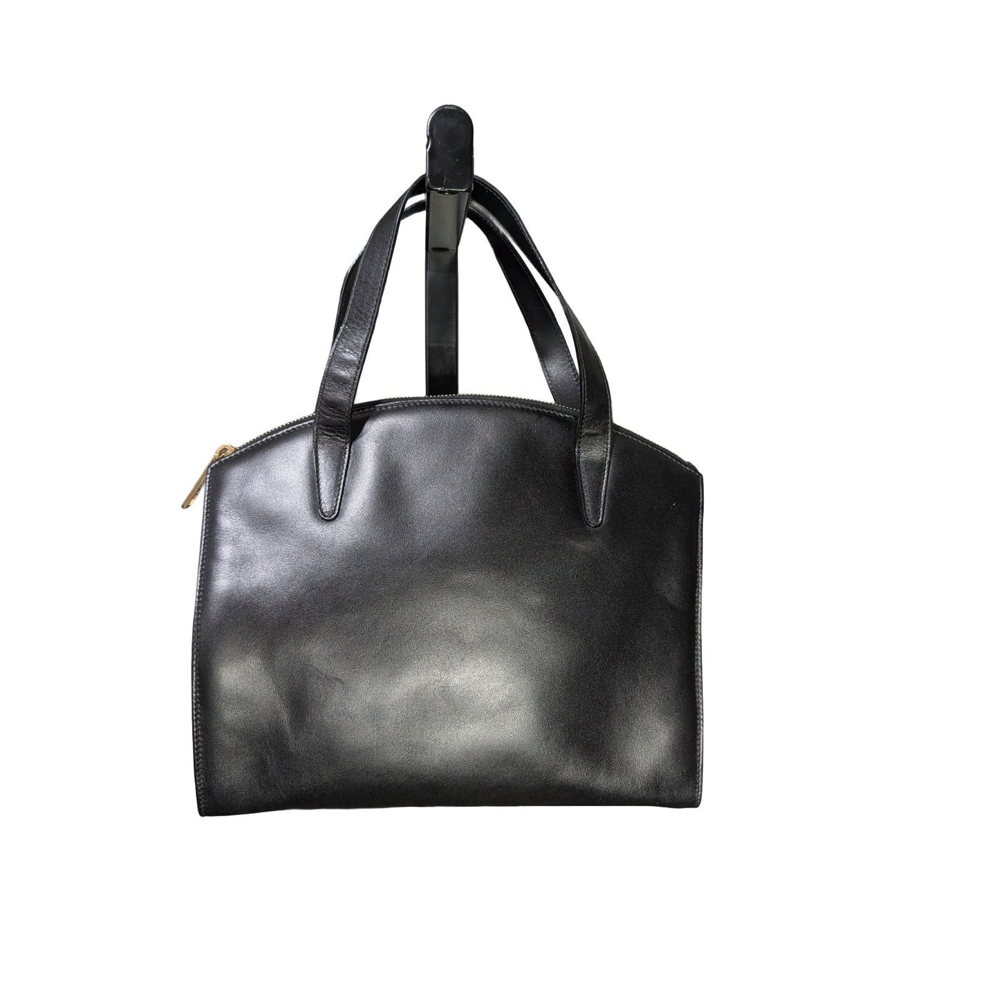 Authentic Vintage GUCCI Smooth Black Leather Dome Satchel Bag 000-2058