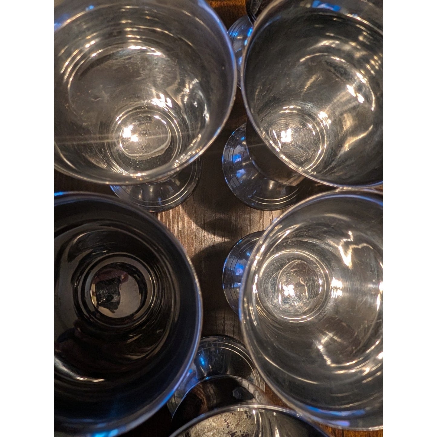 Vtg Silver Plated Pewter Cordial Glasses- (9)Total in Set 4 Oz Capacity