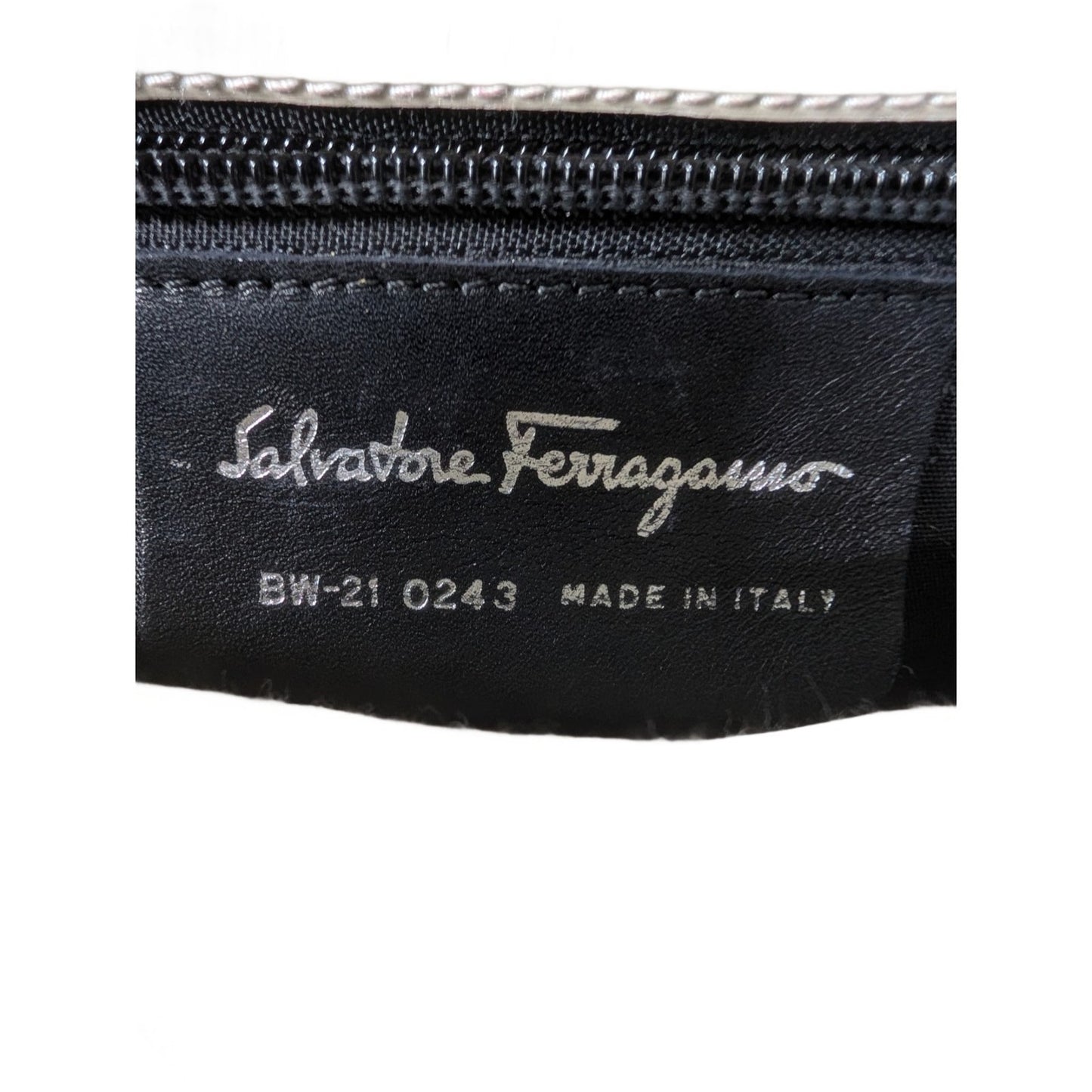 VTG Salvatore Ferragamo Pearl Patent Leather Evening Bag Silver Gancini Accents