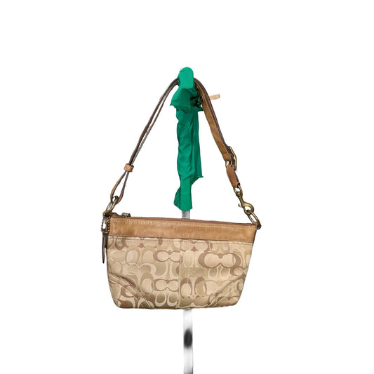 COACH F10379 Shoulder Bag Beige Canvas Leather Adjustable Strap 2 Way Y2K