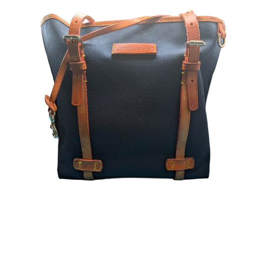 Dooney & Bourke "Made in USA" Wayfarer Shoulder Tote Navy Canvas w/Leather