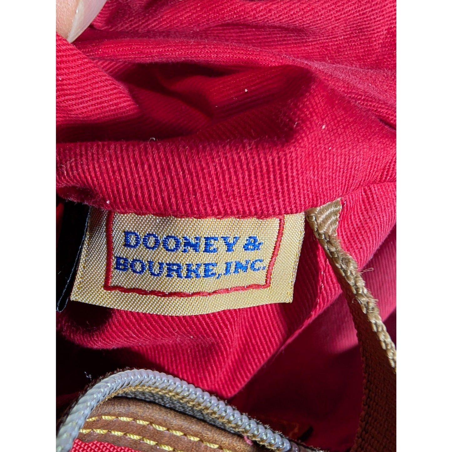 Dooney & Bourke Large Erica Red Nylon Shoulder Hobo Brit Tan