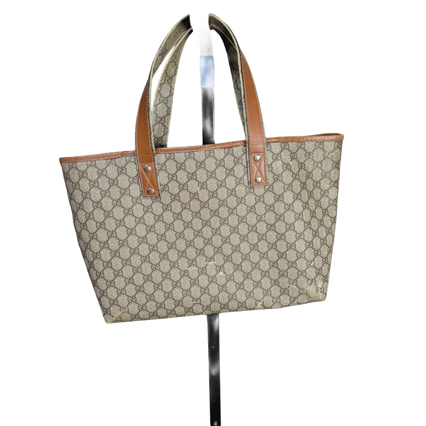 Gucci GG Supreme Tote Sherry Line Beige Coated Canvas VTG