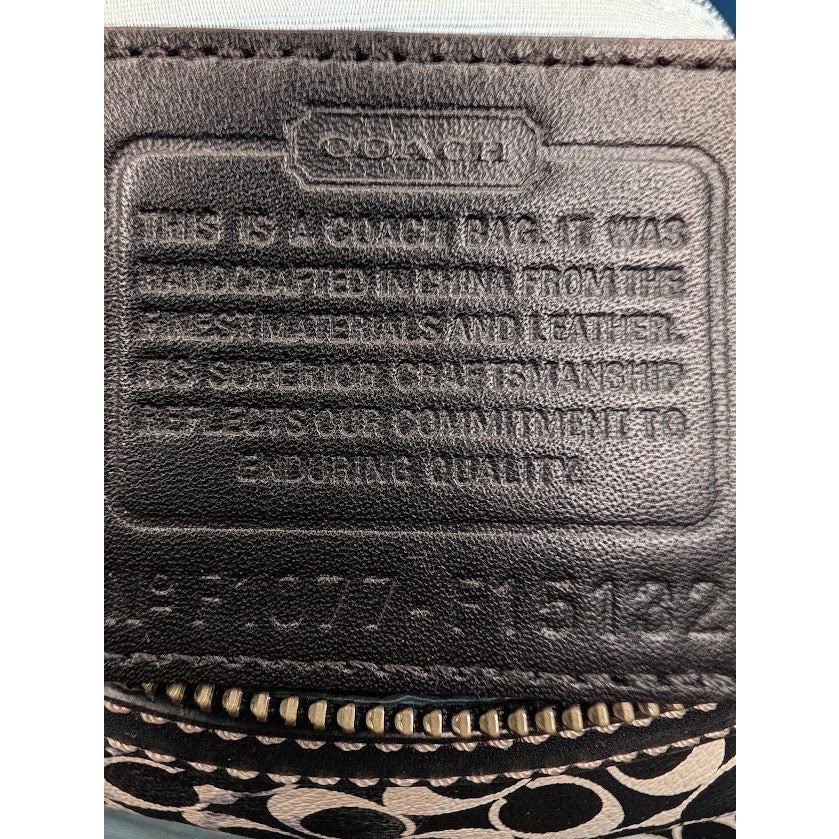 Coach Chelsea Heritage Satchel Black White Signature C Monogram PVC Distressed