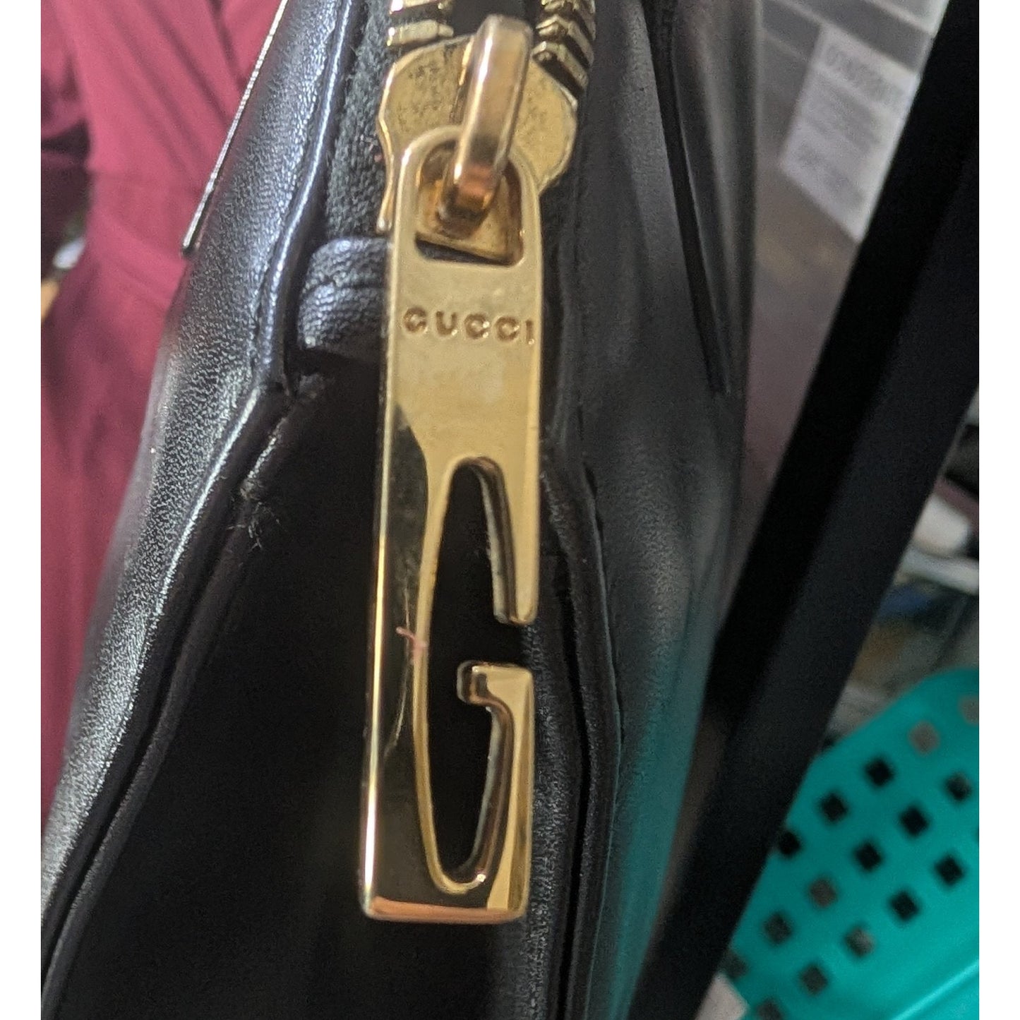 Authentic Vintage GUCCI Smooth Black Leather Dome Satchel Bag 000-2058