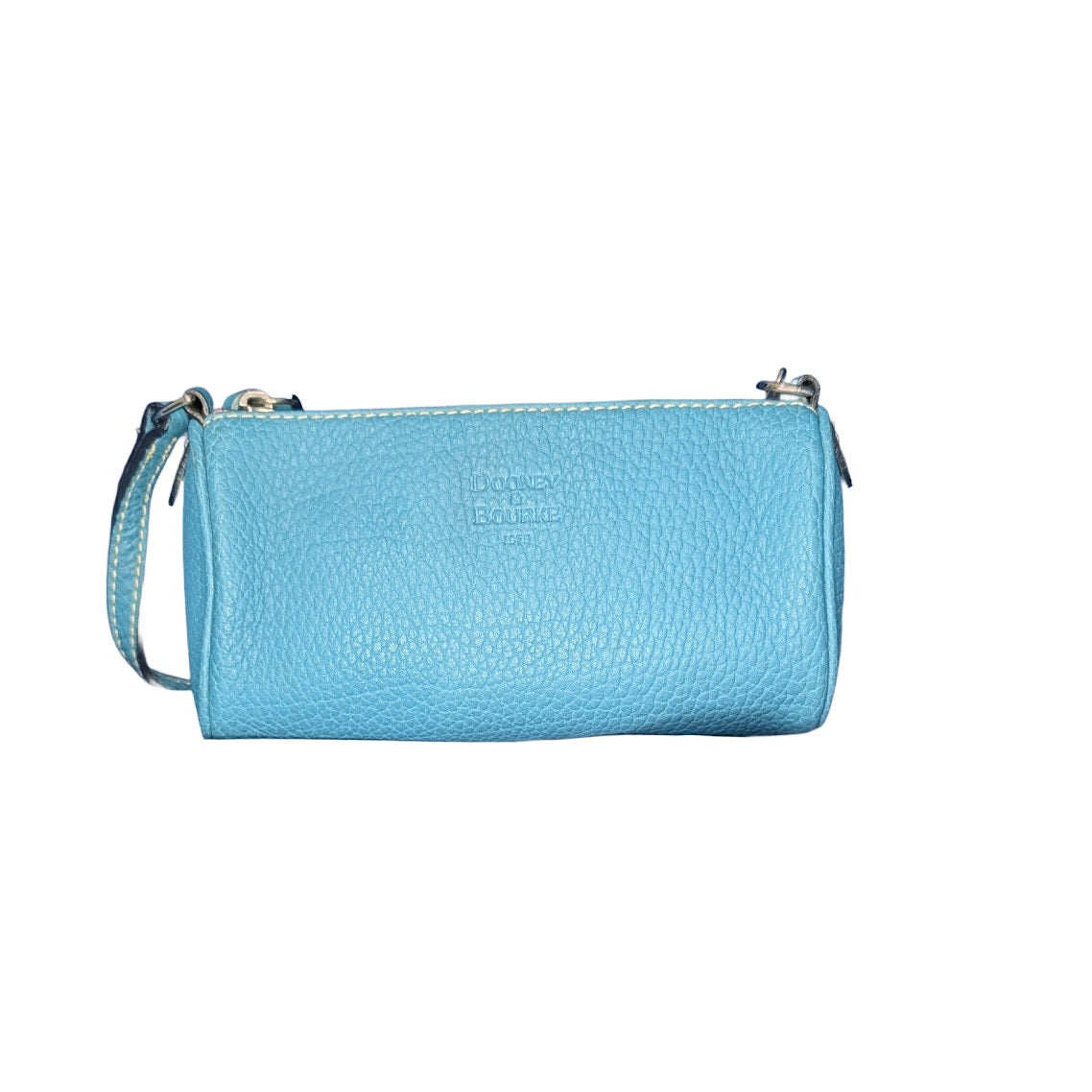 Dooney & Bourke Pouch/Wristlet Teal Pebbled Leather Chrome