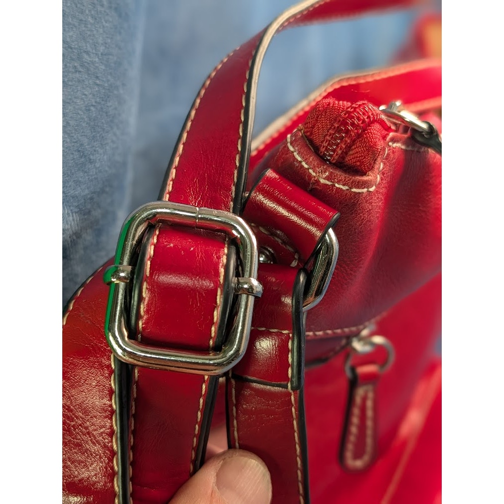 Giani Bernini Red Leather Crossbody Tote Bag Shoulder