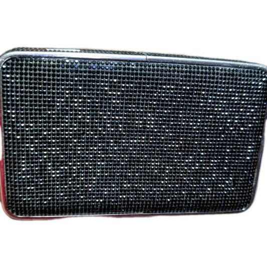 Michael Kors Black Crystal-Embellished Box Clutch Crossbody Evening Bag