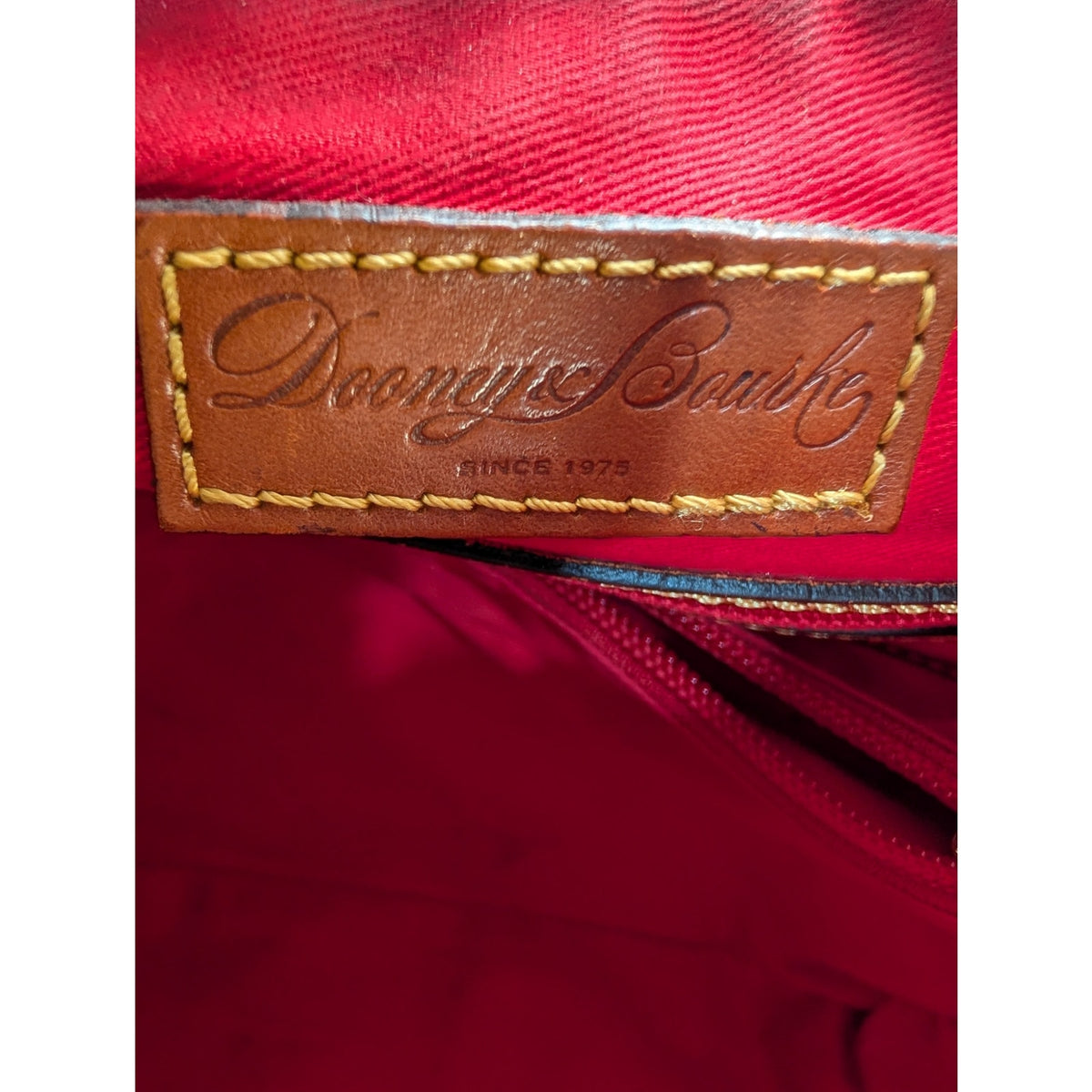 Dooney & Bourke Large Erica Red Nylon Shoulder Hobo Brit Tan