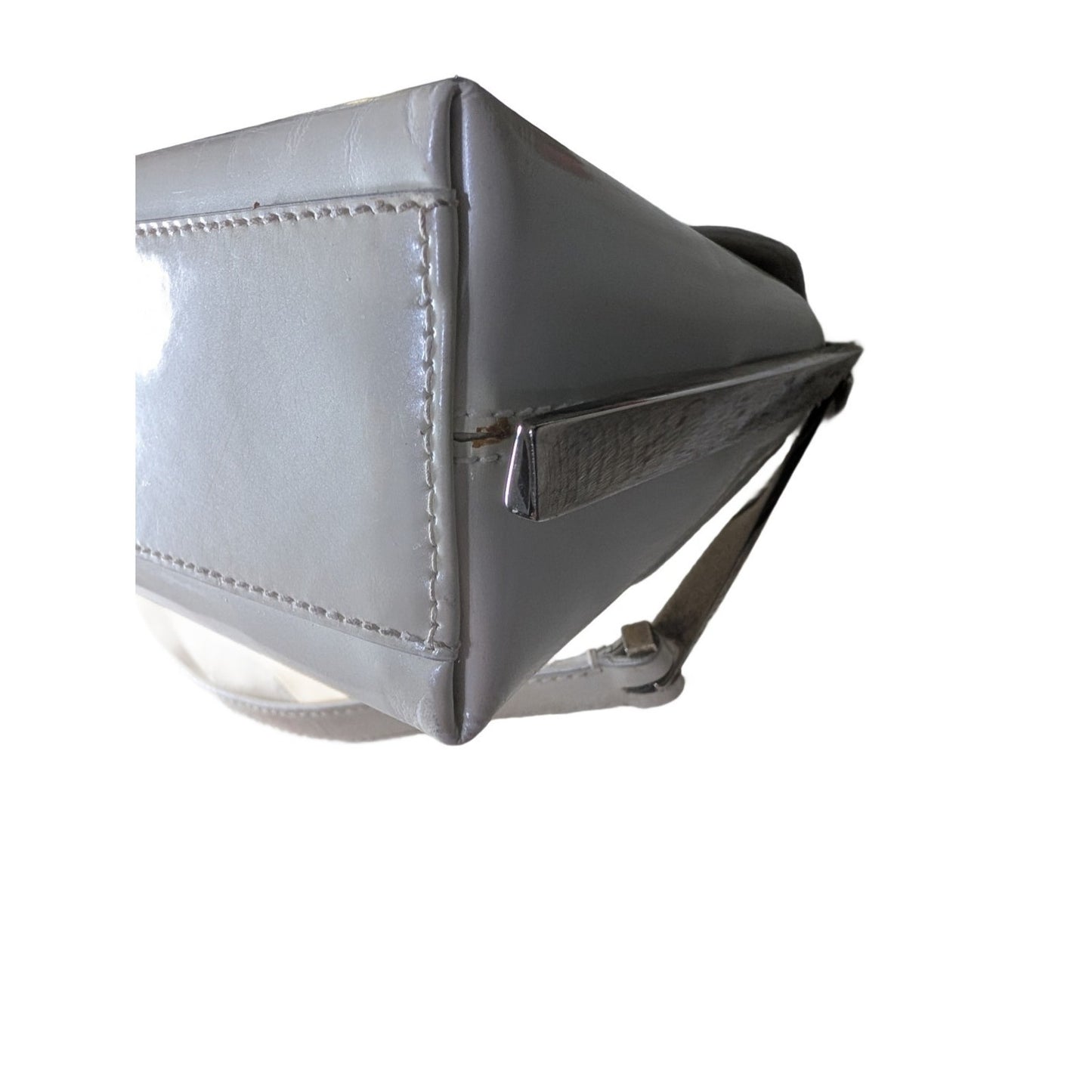 VTG Salvatore Ferragamo Pearl Patent Leather Evening Bag Silver Gancini Accents