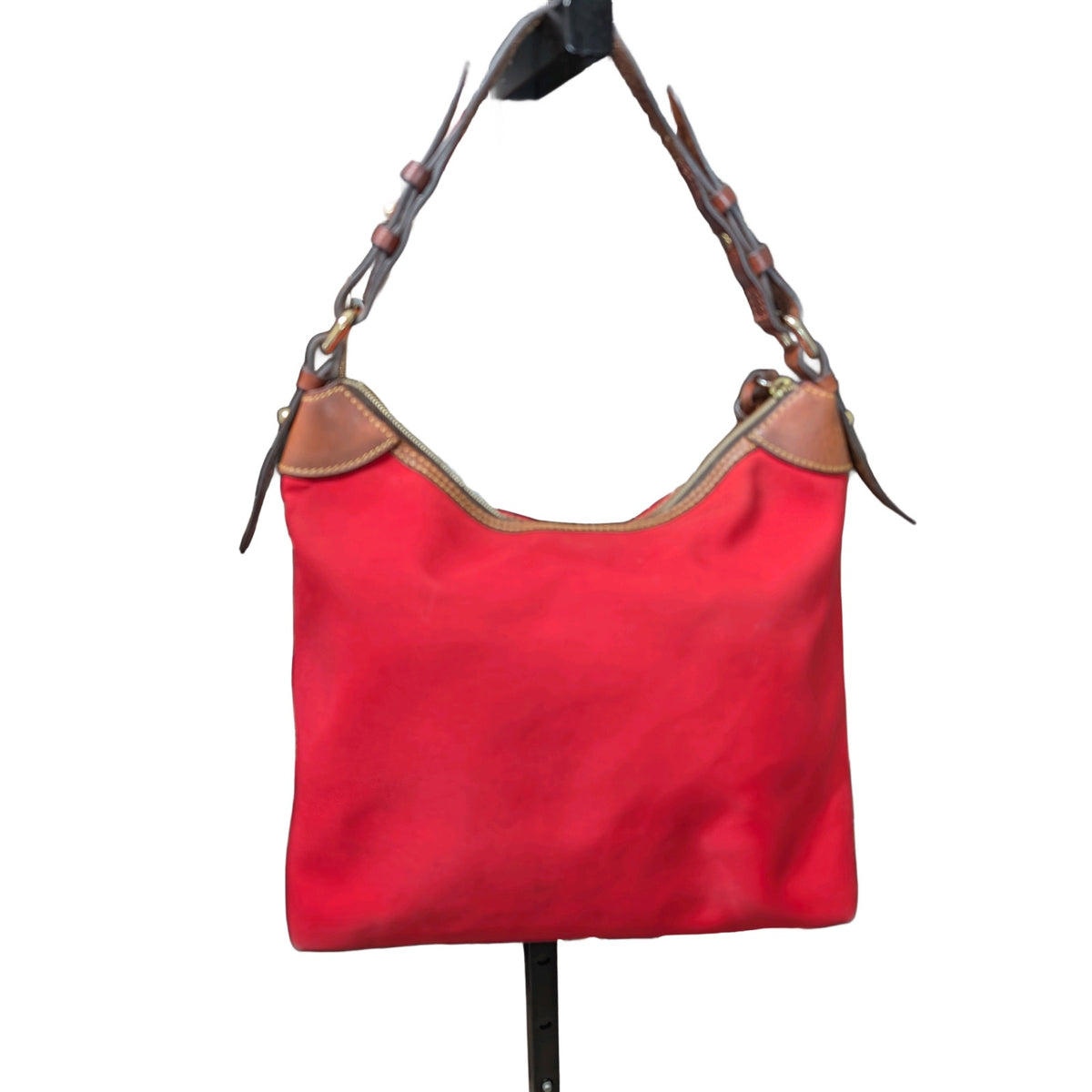 Dooney & Bourke Large Erica Red Nylon Shoulder Hobo Brit Tan