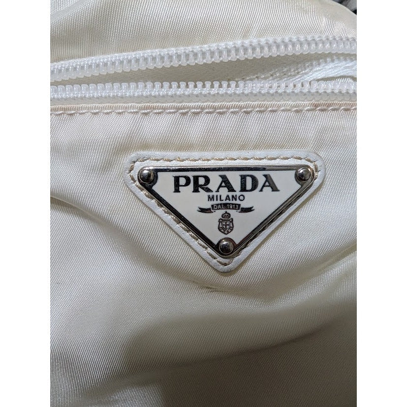Prada Vela/Tessuto Beige Nylon Cross-body Triangle Logo BT0167
