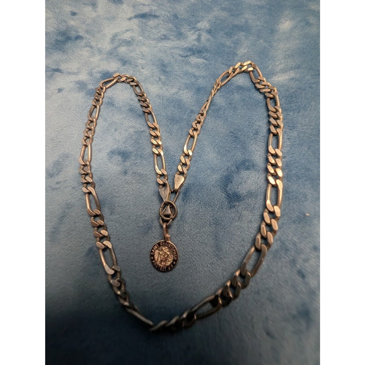 Italy 925 Sterling Silver 20" Chain & St Christopher "Protect Us" Pendant 26.17g