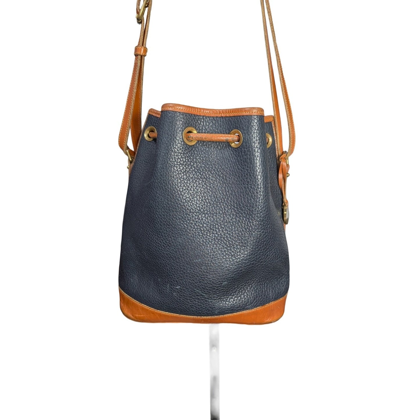 Dooney & Bourke Black Pebbled Leather Shoulder Bucket Bag