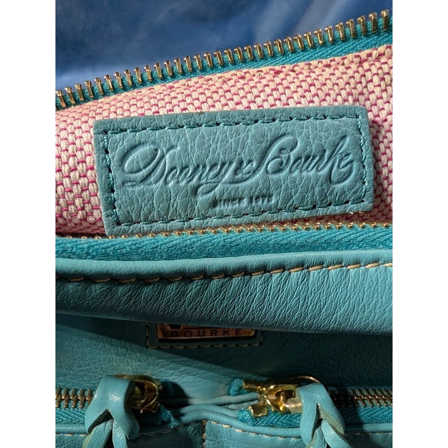 Dooney & Bourke Dillen II Turquoise Leather Shoulder Tote