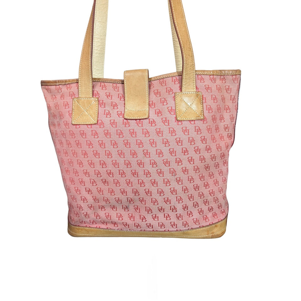 Dooney & Bourke Shoulder Tote Red DB Canvas Shopper Lock Tab