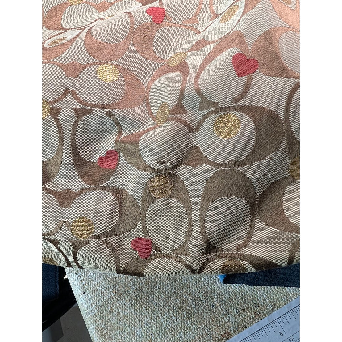 Coach Poppy Glam Shoulder Tote F16289 Khaki Signature Red Patent