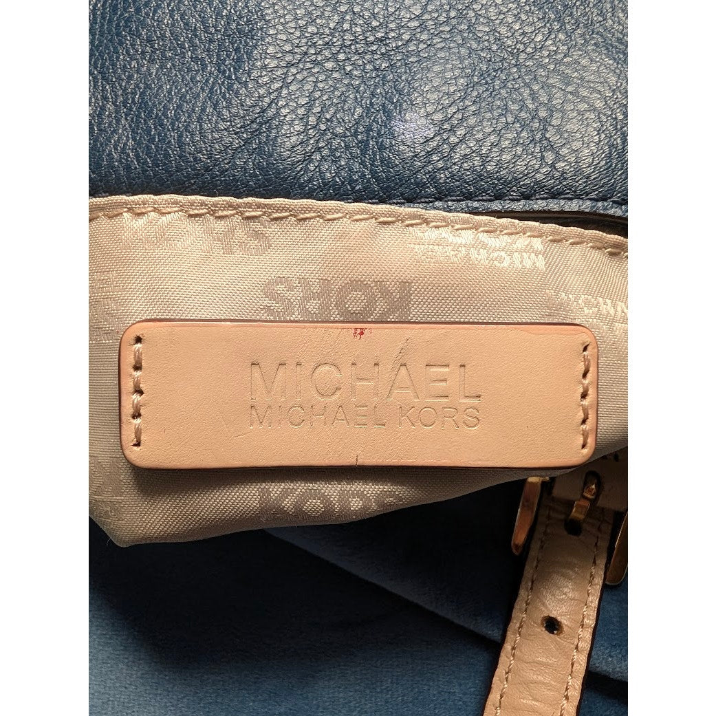 Michael Kors Jet Set Blue Pebbled Leather Bucket Shoulder Tote