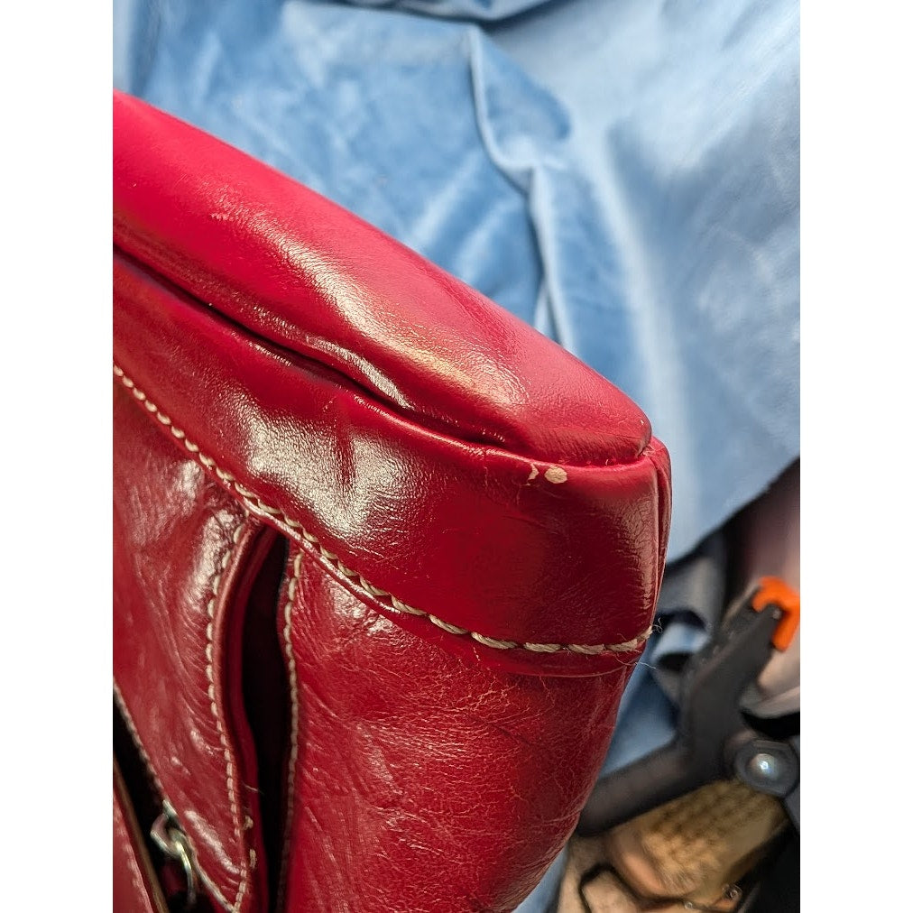 Giani Bernini Red Leather Crossbody Tote Bag Shoulder
