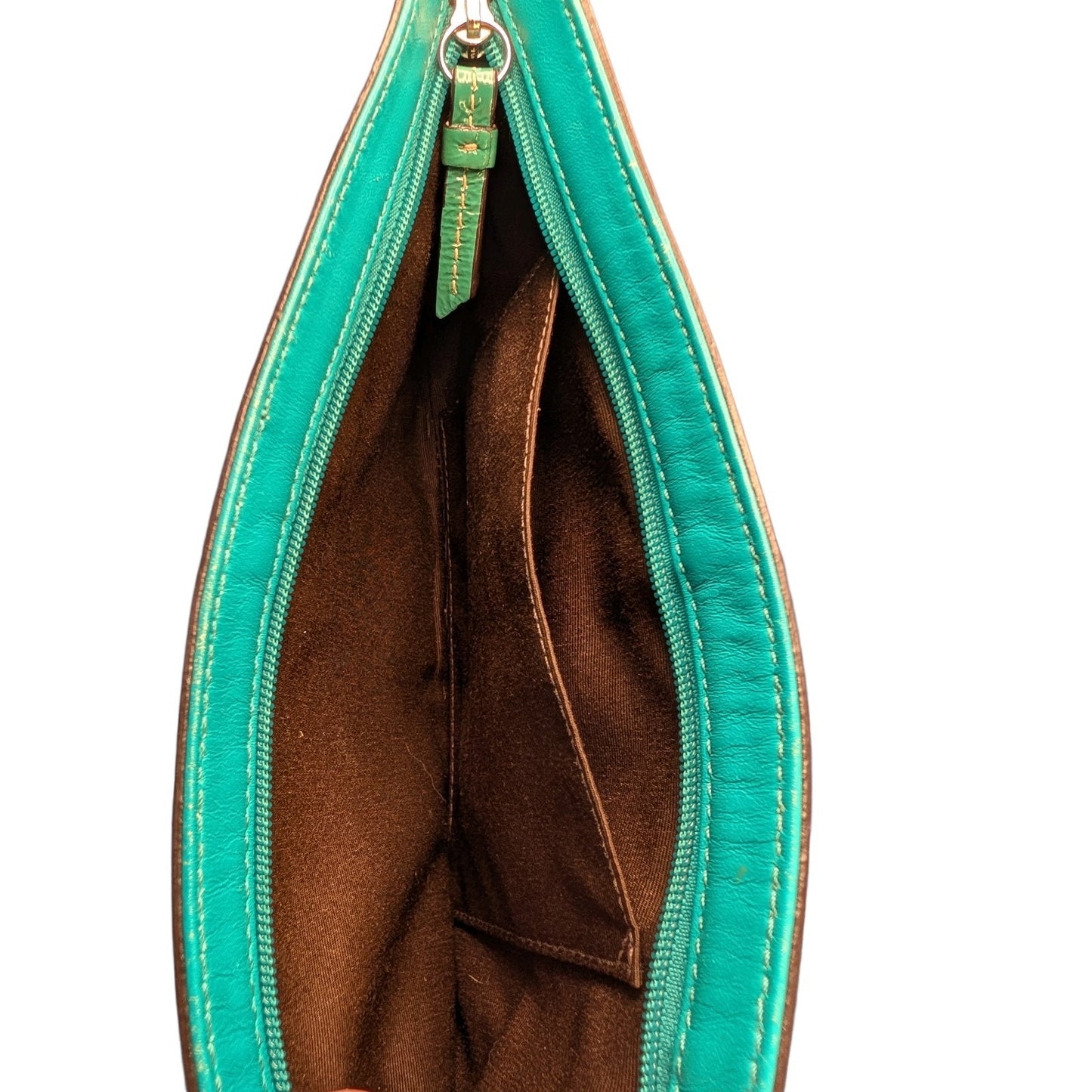Coach Zoe 41870 Green Crinkle Patent Leather L Wristlet Y2K