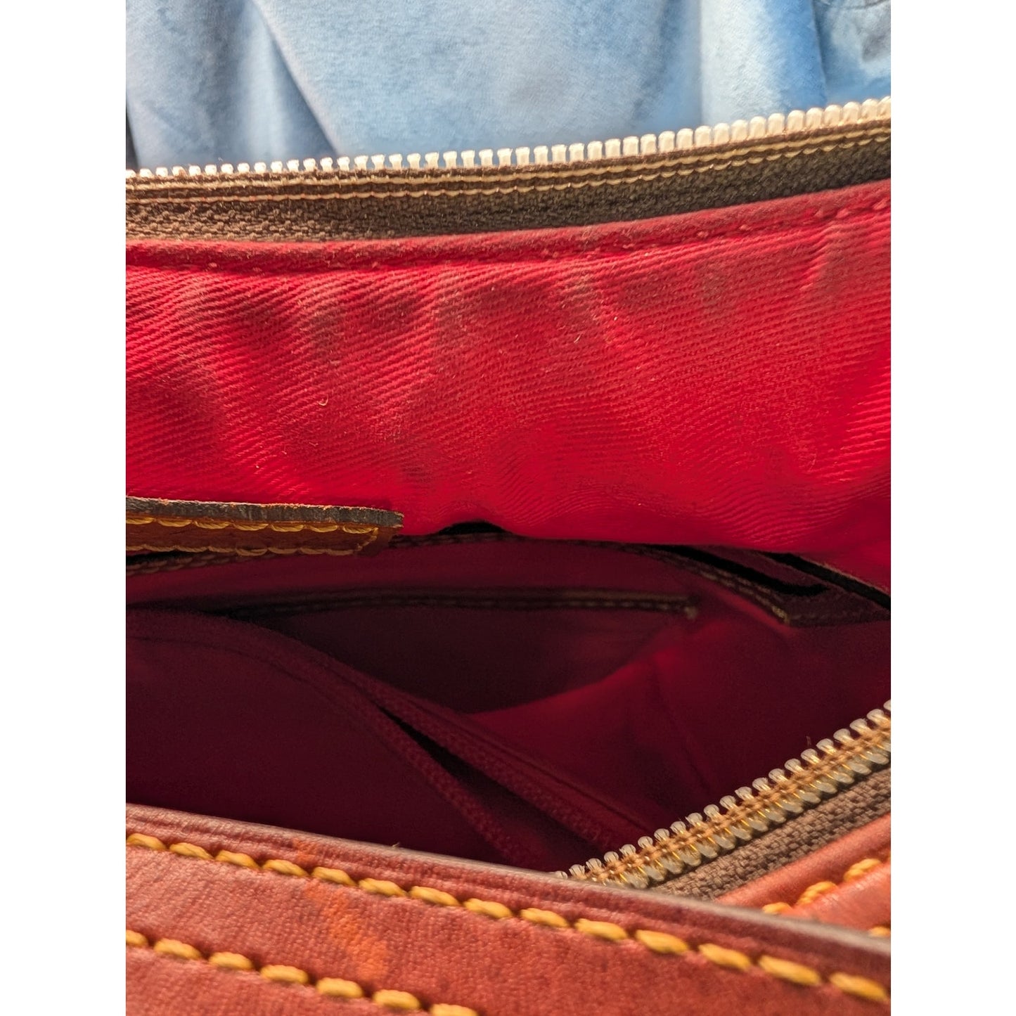 Dooney & Bourke Large Erica Red Nylon Shoulder Hobo Brit Tan