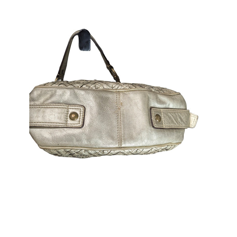Coach Zoe Metallic Gold Geometric Leather Hobo Shoulder Bag F12738